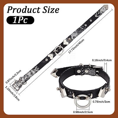 Snakeskin Print PU Leather Choker Necklaces with Alloy Rings for Women NJEW-WH20007-08-1