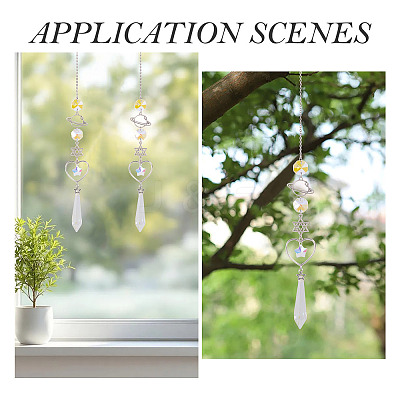 3Pcs Alloy Planet Star Hanging Ornaments HJEW-TA00368-1