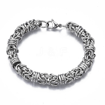 Non-Tarnish 201 Stainless Steel Byzantine Chain Bracelets BJEW-S057-93-1