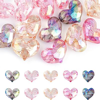16Pcs 4 Colors Transparent Acrylic Beads MACR-FH0001-14-1