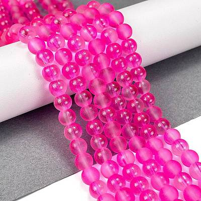 Frosted Transparent Glass Bead Strands GLAA-P065-6mm-11-1