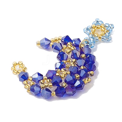 Imitation Austrian Crystal 5301 Glass & TOHO Round Seed Beaded Pendant PALLOY-MZ00179-02-1