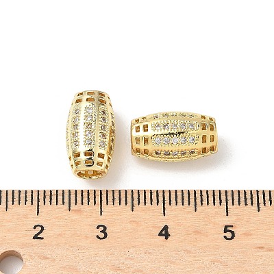 Brass Micro Pave Cubic Zirconia Beads KK-C104-05G-1