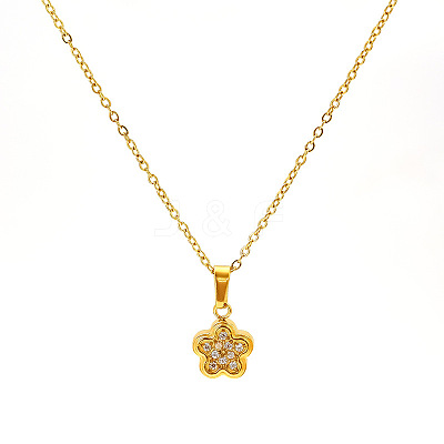 304 Stainless Steel Crystal Rhinestone Pendant Necklaces for Women WG594E0-04-1