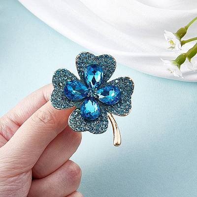 Cubic Zirconia Clover Brooch Pin JBR105E-1