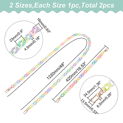 2Pcs 2 Style Opaque Jelly Style Acrylic Curb Chain Bag Straps DIY-WR0002-49-1