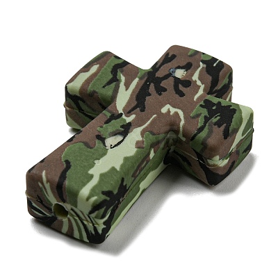 Cross with Flower Silicone Focal Beads SIL-G006-02E-1