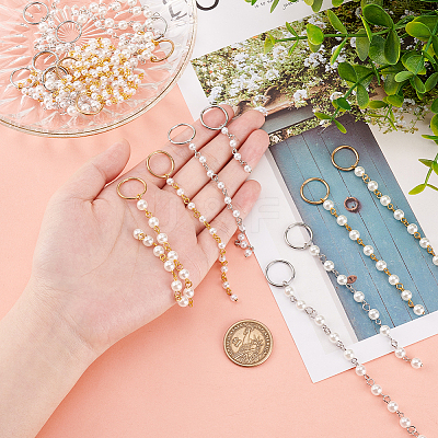 20Pcs 2 Color ABS Plastic Imitation Pearl Hair Pendants Decoration Clips OHAR-AB00002-1