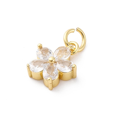 Brass Micro Pave Cubic Zirconia Charms KK-S510-13G-1