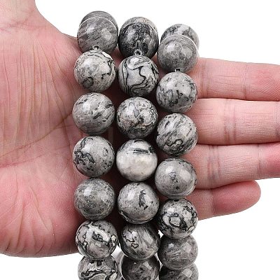 Natural Map Stone Beads Strands G-L648-A05-16mm-1