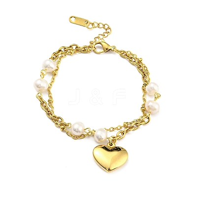 PVD Vacuum Plating 304 Stainless Steel Double Layer Multi-strand Bracelet BJEW-Z016-05G-1