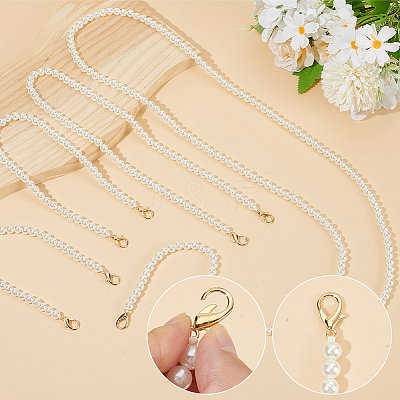 5Pcs 5 Styles ABS Imitation Pearl Round Beaded Bag Chains PURS-AR0001-03-1