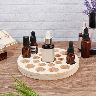 22 Slots Circle Wood Essential Oil Storage Box WOOD-WH0026-29-1