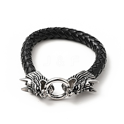 Leather Braided Round Cord Bracelet BJEW-E009-06AS-1
