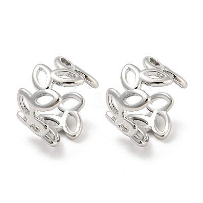 Hollow Leafy Branch Brass Cuff Earrings EJEW-I300-07P-1