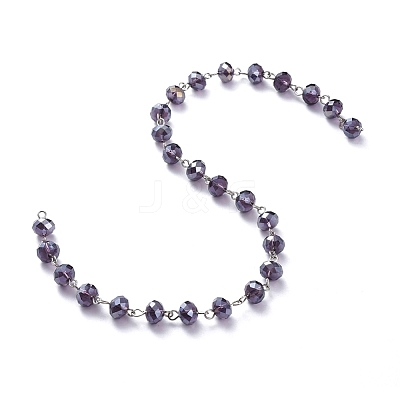 Handmade Electroplate Glass Beaded Chains AJEW-JB00529-03-1