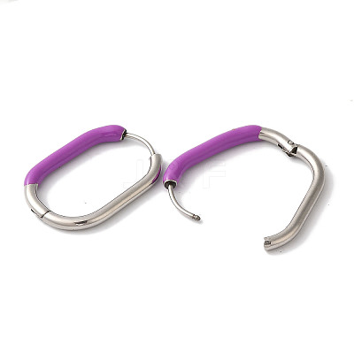 Oval 304 Stainless Steel Hoop Earrings for Women EJEW-L287-038P-04-1