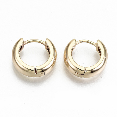 Brass Huggie Hoop Earrings KK-T062-46G-NF-1