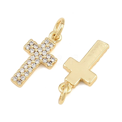 Brass Micro Pave Clear Cubic Zirconia Pendants CU-CBADC6C-05G-02-1