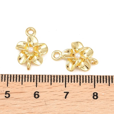 Brass with ABS Plastic Imitation Pearl Connector Charms KK-Z151-01G-01-1