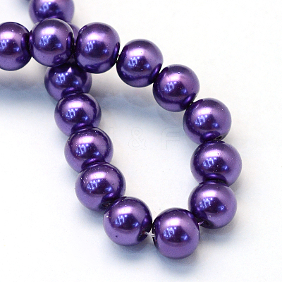 Baking Paint Pearlized Glass Pearl Round Bead Strands X-HY-Q330-8mm-76-1