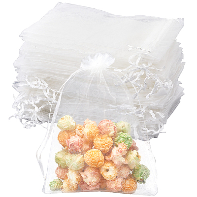 100Pcs Organza Bags Jewellery Storage Pouches Wedding Favour Party Mesh Drawstring Gift OP-SP0001-01B-1