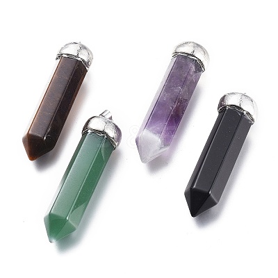 Natural Mixed Gemstone Pointed Big Pendants G-F689-03-P-1