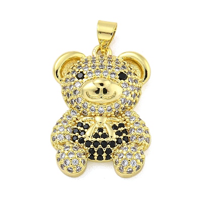 Brass Micro Pave Clear Cubic Zirconia Pendants KK-R159-12G-02-1