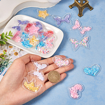 40Pcs 20 Style Crown/Star/Heart/Bowknot Plastic Cabochons KY-TA0001-27-1