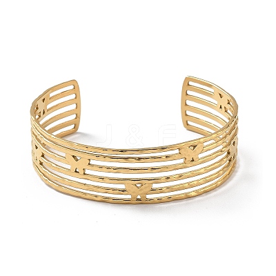 Ion Plating(IP) 304 Stainless Steel Cuff Bangles BJEW-Z078-23G-1