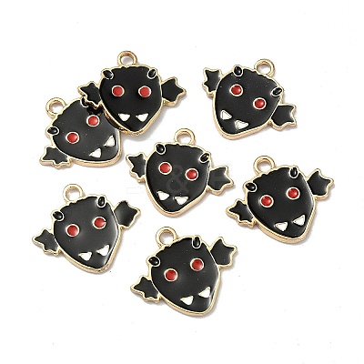 Halloween Light Gold Tone Alloy Enamel Pendants ENAM-P247-27KCG-1
