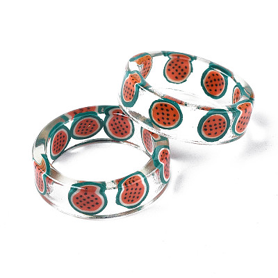 Transparent Resin Fruit Finger Ring for Women X1-RJEW-T022-030-1