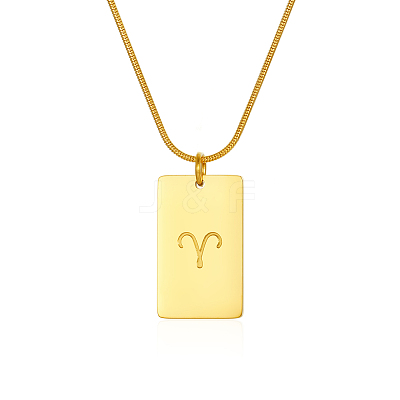 Stylish Stainless Steel 12 Zodiac Rectangle Pendant Necklaces for women GA2858-1-1