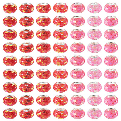 70Pcs 7 Colors Transparent Resin Rondelle European Beads RESI-TA0004-82-1
