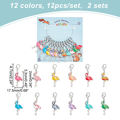 Flamingo Stitch Markers HJEW-AB00190-1
