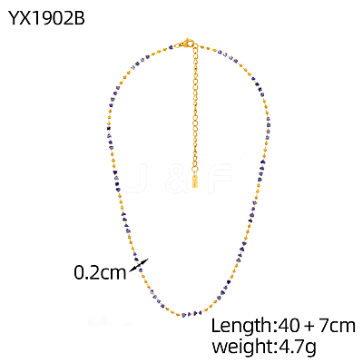 304 Stainless Steel & Glass Link Chain Necklaces for Women STAS-OY015-56G-1