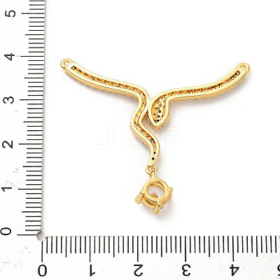 Brass Micro Pave Clear Cubic Zirconia Connector Charms KK-C108-02B-G-1