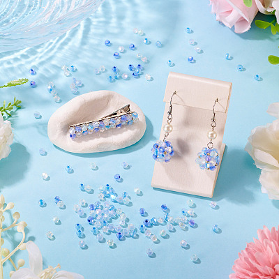 405Pcs Eletroplated Transparent Glass Beads GLAA-TA0003-66A-1