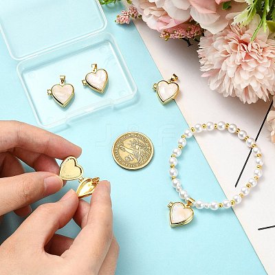 5Pcs Natural Shell Locket Pendants KK-SZ0006-51-1