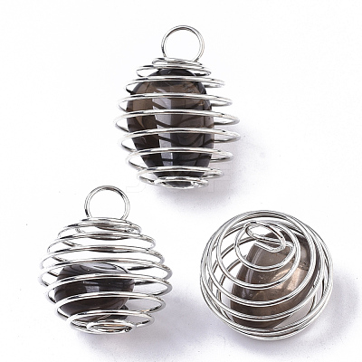 Iron Wrap-around Spiral Bead Cage Pendants IFIN-R239-03P-1