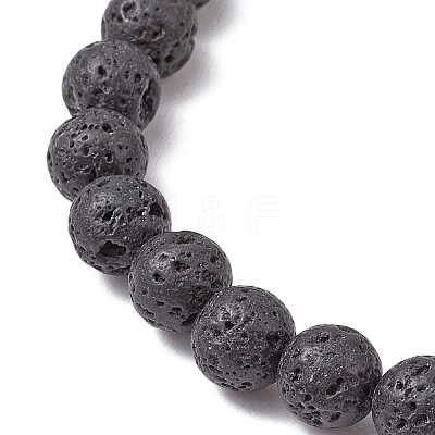 Natural Flower Amazonite with Natural Lava Rock Beaded Stretch Bracelets for Women BJEW-JB11130-02-1