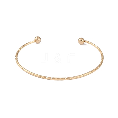 Ion Plating(IP) 304 Stainless Steel Textured Open Cuff Bangles for Women BJEW-S155-03G-1