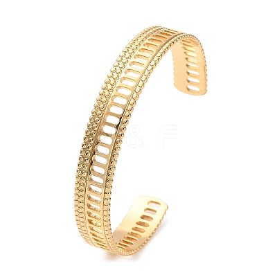 304 Stainless Steel Hollow Oval Cuff Bangles BJEW-F457-19G-1