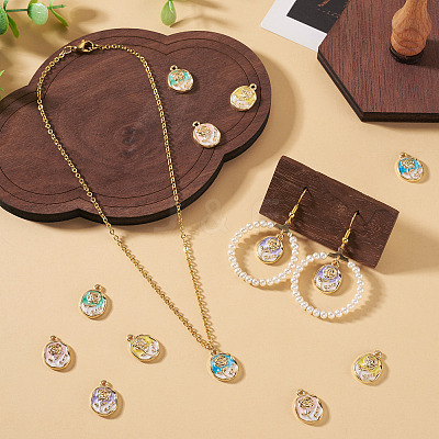 50Pcs 5 Colors Alloy Pendants ENAM-TA0003-93G-1