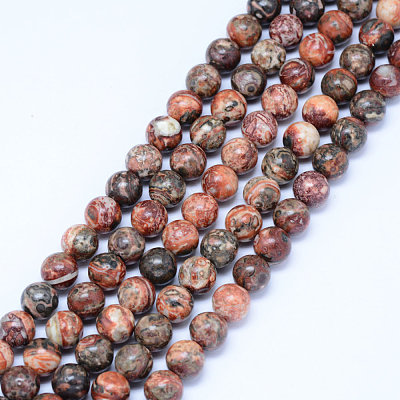 Natural Leopard Skin Jasper Beads Strands X-G-J358-05-8mm-1
