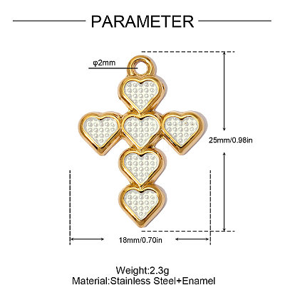 304 Stainless Steel with Enamel Pendants SA-OY002-32G-01-1