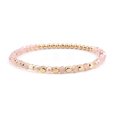 Narual Amber & Synthetic Non-magnetic Hematite Beads Stretch Bracelets for Women KP6261-5-1