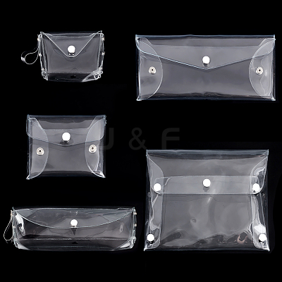 5Pcs 5 Styles Rectangle Transparent PVC Cosmetic Pouches AJEW-FG0004-33-1