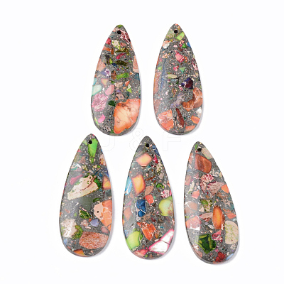 Assembled Synthetic Pyrite and Imperial Jasper Big Pendants G-N330-002-1