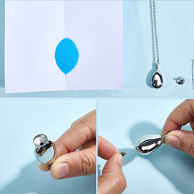 Teardrop 201 Stainless Steel Memorial Urn Ashes Pendant Necklaces DIY-CN0003-40P-1